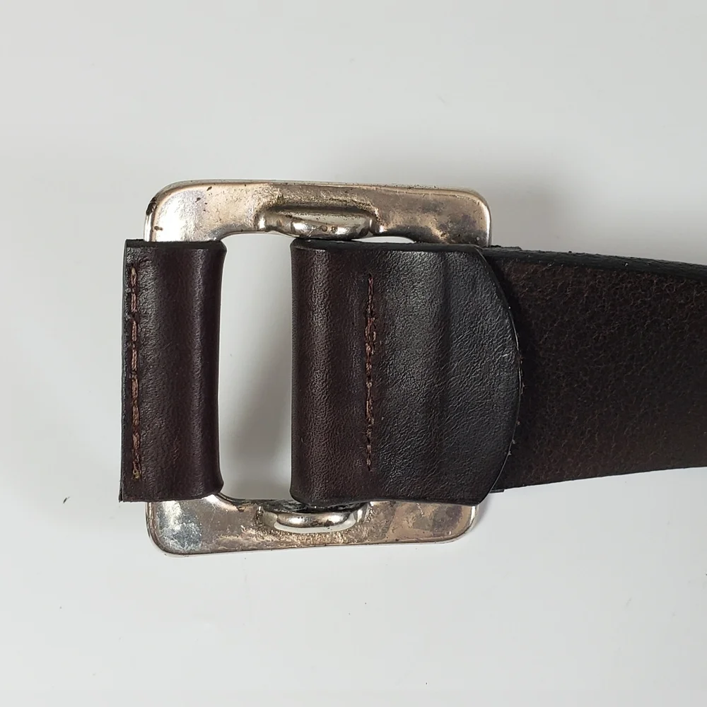 Isaiah Kincaid Brown Leather Belt with Silver Hardware Size 30-34